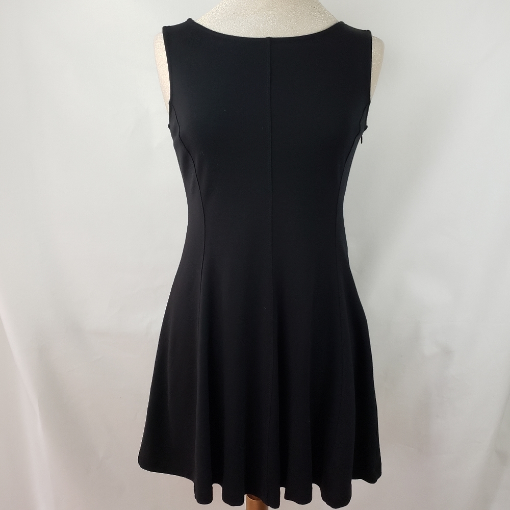 Unlabeled black knit fit and flare mini dress, 6